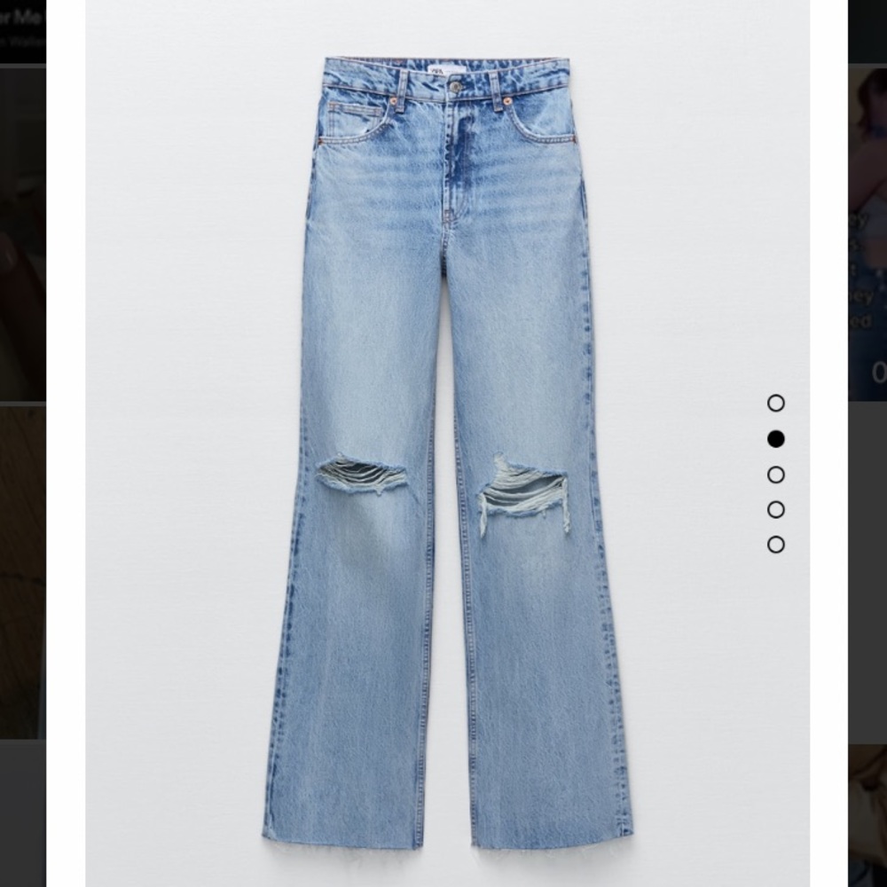 Zara Ripped Wide Leg Jeans